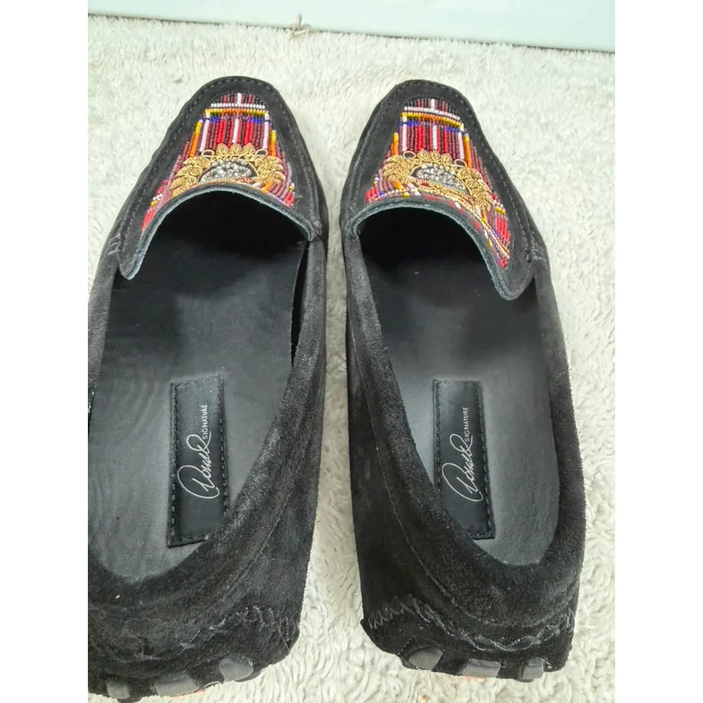 Donald J Pliner Men Size 10 Multi-Color Beaded Skull Royal Crest Leather Loafers